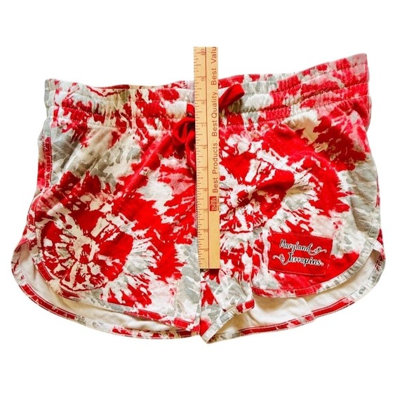 University Maryland terrapins Colosseum Womens Tie-Dye Sweat‎ Shorts Red M Terps - Picture 5 of 7